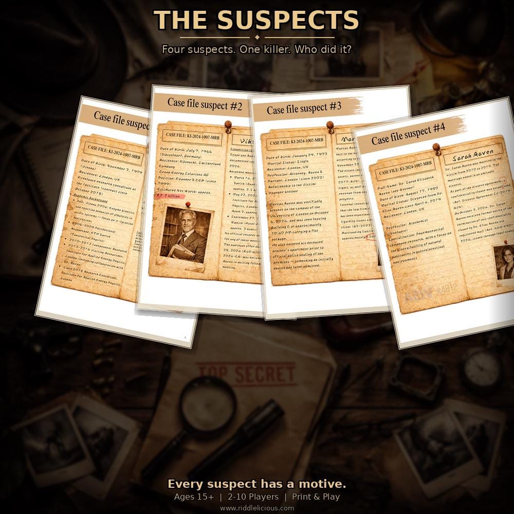 Murder Mystery Game Printable PDF – Detective Escape Room Game for
