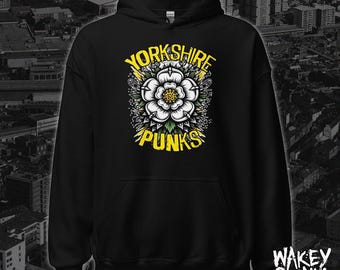 Sudadera Yorkshire Punks, punk rock, hardcore, alternativa, emo, rosa blanca