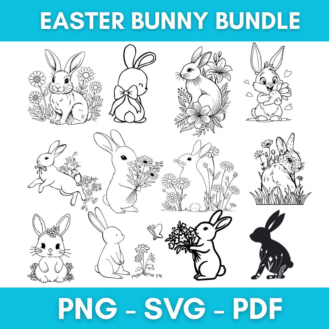 Easter Bunny SVG Bundle | Spring Rabbit Clipart, Cricut Files (digital ...