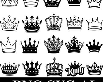 Crown SVG Bundle | 20 King Queen Crown Clipart PNG | Royal Crown Cut Files | Prince Princess Tiara Silhouette | Instant Download