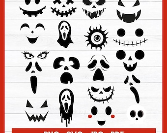 Ghost Face SVG Bundle | Scary Halloween Mask Cricut, Silhouette (png, svg, jpg, pdf)
