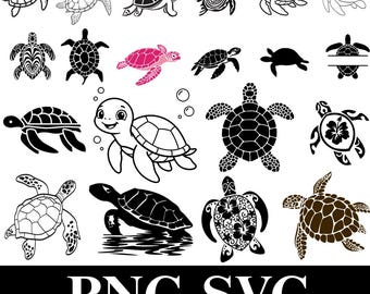 Sea Turtle SVG PNG Bundle, Ocean Turtle Clipart, Watercolor Turtle Design, Marine Life T-Shirt Graphic, Nautical Digital Download Set