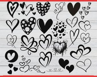Doodle Heart svg png Bundle, Hand Drawn Heart Clipart, Cricut Valentine SVG, Wedding Heart Cut Files, Scribble Heart PNG JPG, Commercial Use