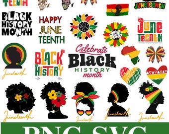 Juneteenth SVG Png Bundle | Black History Month Cut Files | Freedom Day Afro PNG | Melanin Queen Cricut SVG | Sublimation Bundle