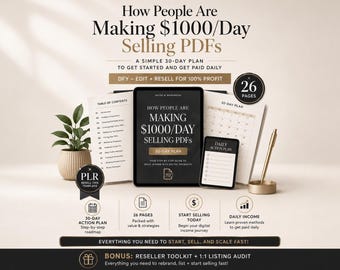 Guía sobre cómo la gente gana 1000 dólares al día vendiendo sencillos archivos PDF.