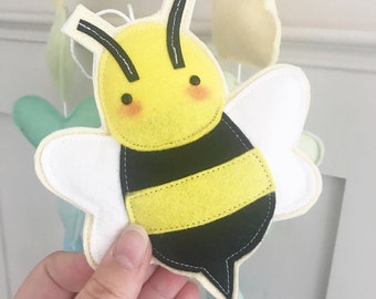 Handmade Felt Bee Decoration | Cute Felt Bee Ornament | Bumblebee Nursery Decor | boho Felt Bee | Spring & Summer Bee Decor