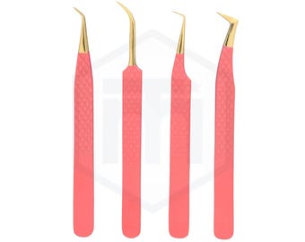 Lash Tweezers Set 4 Pcs Professional Eyelash Extension Tweezers Kit | Precision