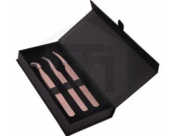 Eyelash Extension Tweezers Set – Stainless Steel Precision Lash Kit (3-Piece)