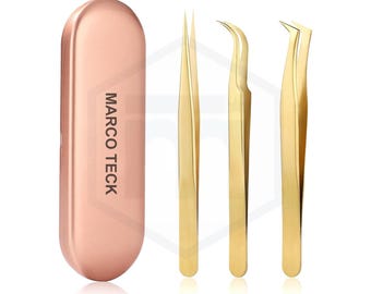Eyelash Extension Tweezers | Classic & Volume Lash Application Tools with Case