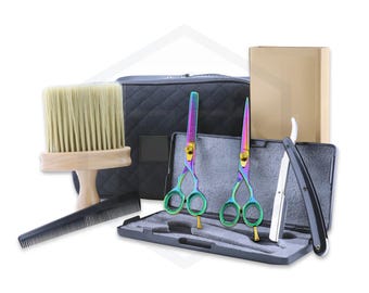 Personal Barber Kit with Multicoloured 6 Inch Razor Scissors | Professional Hair Cutting Set