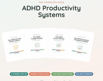 ADHD Productivity Planner Bundle | Morning Routine, College, Parent, Household (Print + GoodNotes)