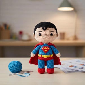 Superman Crochet Pattern PDF - Realistic Amigurumi Superhero Doll Tutorial - Easy DIY Crochet Gift - Instant Digital Download - US Terms