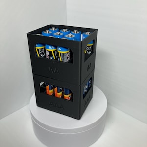 3D-gedruckte Getränkekisten für Batterien – stapelbare Batteriekiste (AA / AAA)