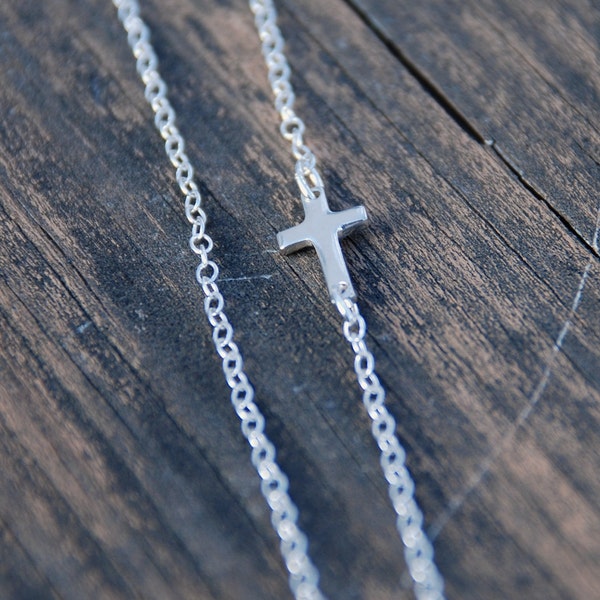 Celebrity Inspired, Sideways Cross, Sterling Silver Necklace, Taylor Jacobson, Vanessa Hudgens, Miley Cyrus