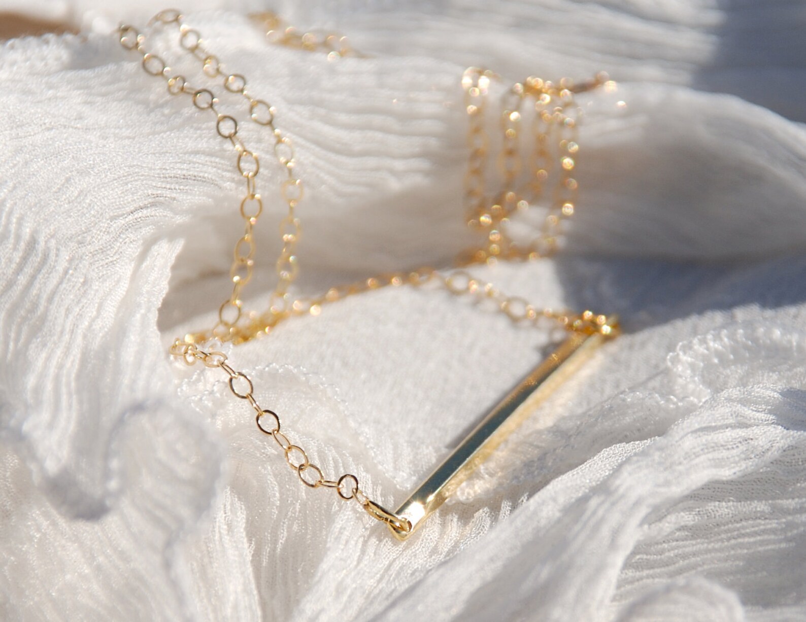 Gold Bar Necklace 14K Gold Filled Chain Dainty Jewelry Etsy