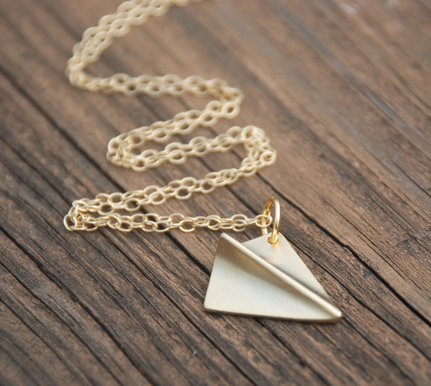 Gold Origami Paper Airplane 14K Giold Filled Chain plane Etsy