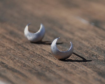 Lovely, Silver Mini Crescent Stud Earrings, Sterling Silver Posts, Moon Earrings, Birthday gift, Sweet 16 gift,