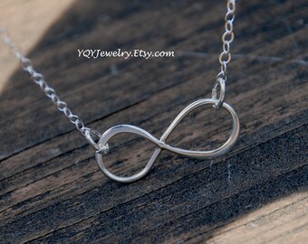 Small, Asymmetric, Solid Sterling Silver Infinity, Sterling Silver Chain Necklace, Eternity, Forever, birthday gift, anniversary gift