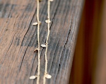 Gold - Long Tiny SKULL Necklace - 40 inch, feminine skull jewelry, Elegant Skull Jewelry, Dainty Jewelry