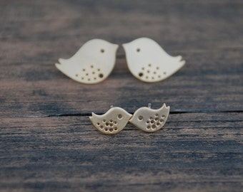 Mom and Baby Birds, Studs Set, Gold, Silver, Two tone, family, love, Birthday gift, Mother's day gift, Mom and daugter jewelry