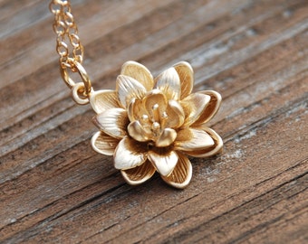 Gold Blooming Flower 14K Gold Filled Necklace,Bridal Jewelry, Bridesmaids Gift, Weddings, Anniversary, Birthday gift