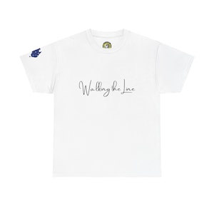 Walking the Line Script Tee | Split Blue Red Heart T-Shirt