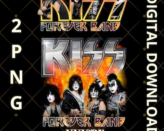 Tシャツ印刷用KISSバンドPNG。デジタルダウンロード