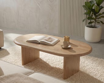 Handcrafted Solid Oak Coffee Table – Modern Minimalist Wood Furniture