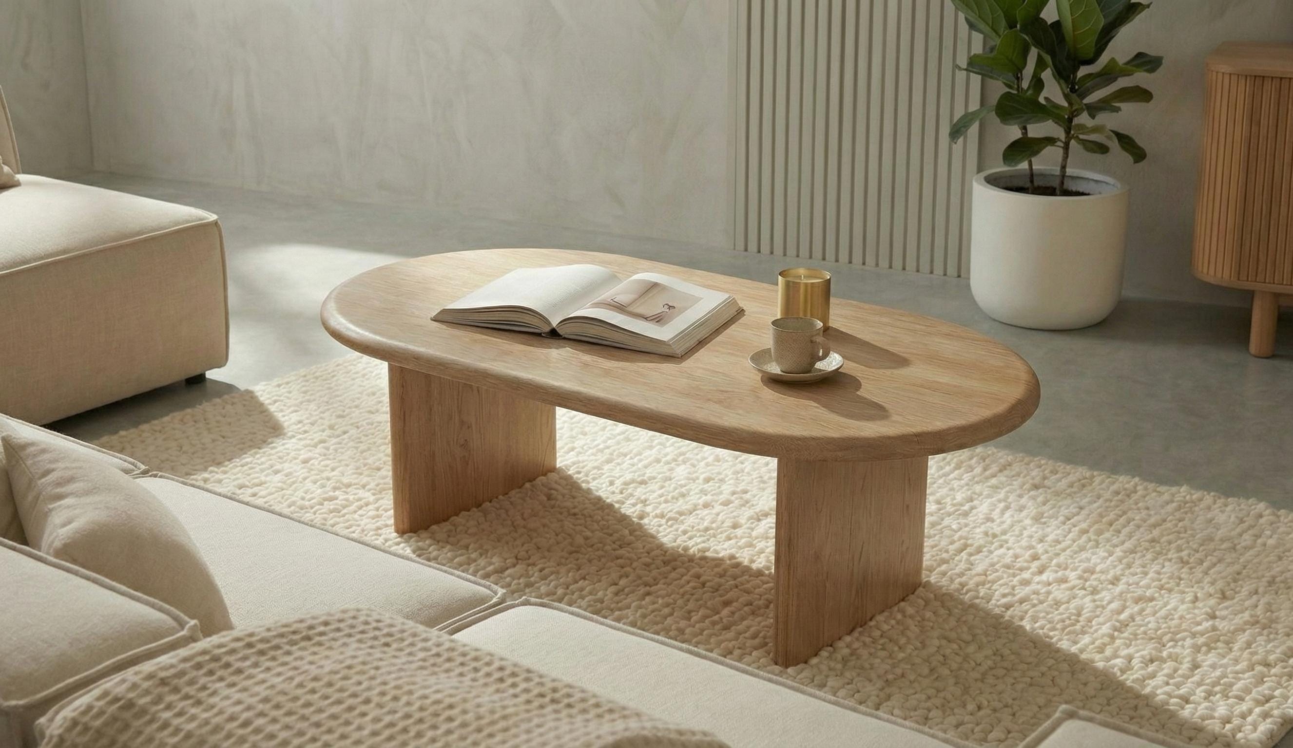 Handcrafted Solid Oak Coffee Table – Modern Minimalist Wood Furniture ...
