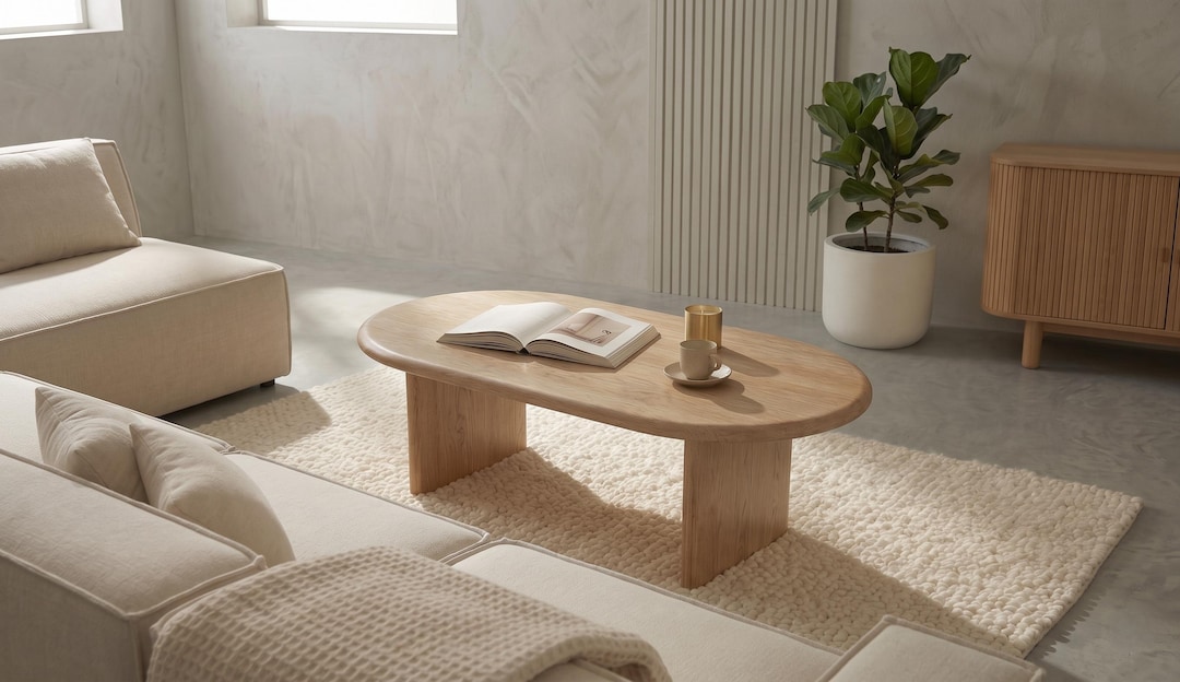 Handcrafted Solid Oak Coffee Table – Modern Minimalist Wood Furniture ...