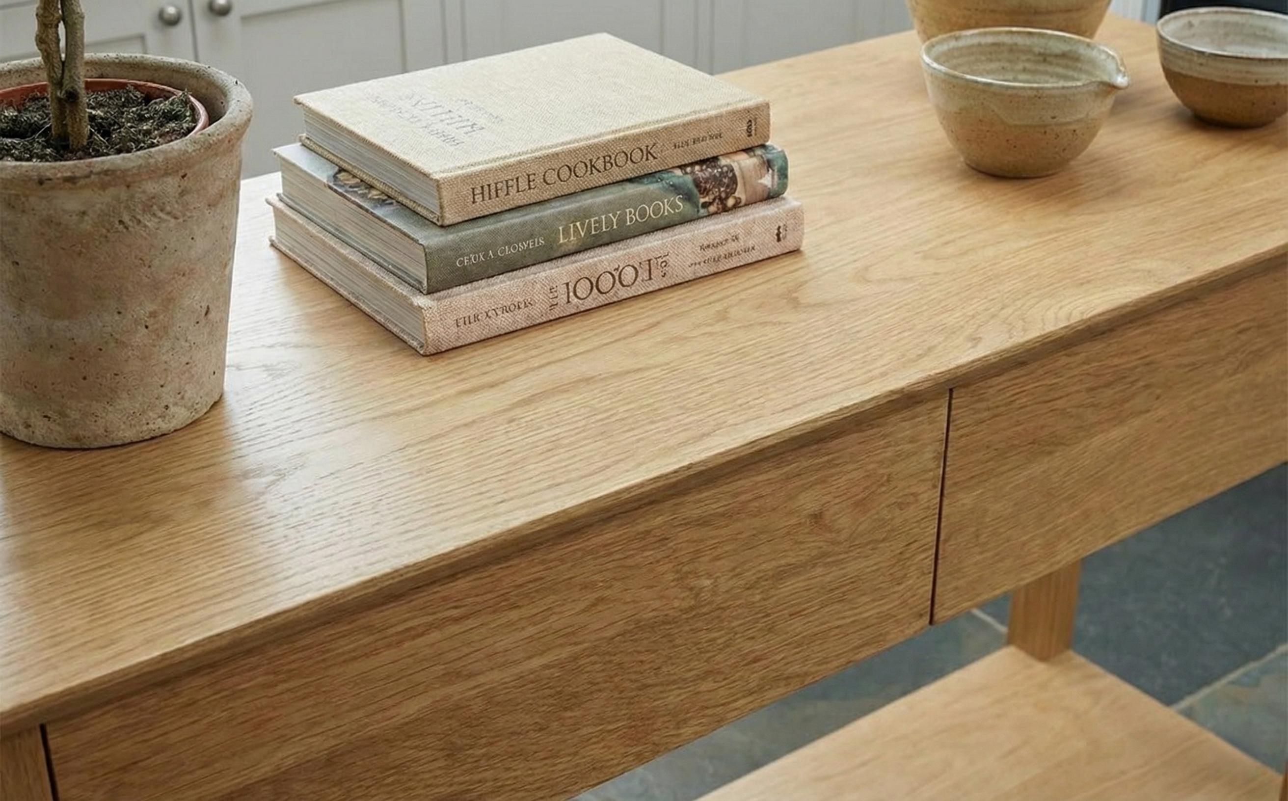 Handmade Solid Oak Kitchen Island With Drawers, Modern Minimalist ...