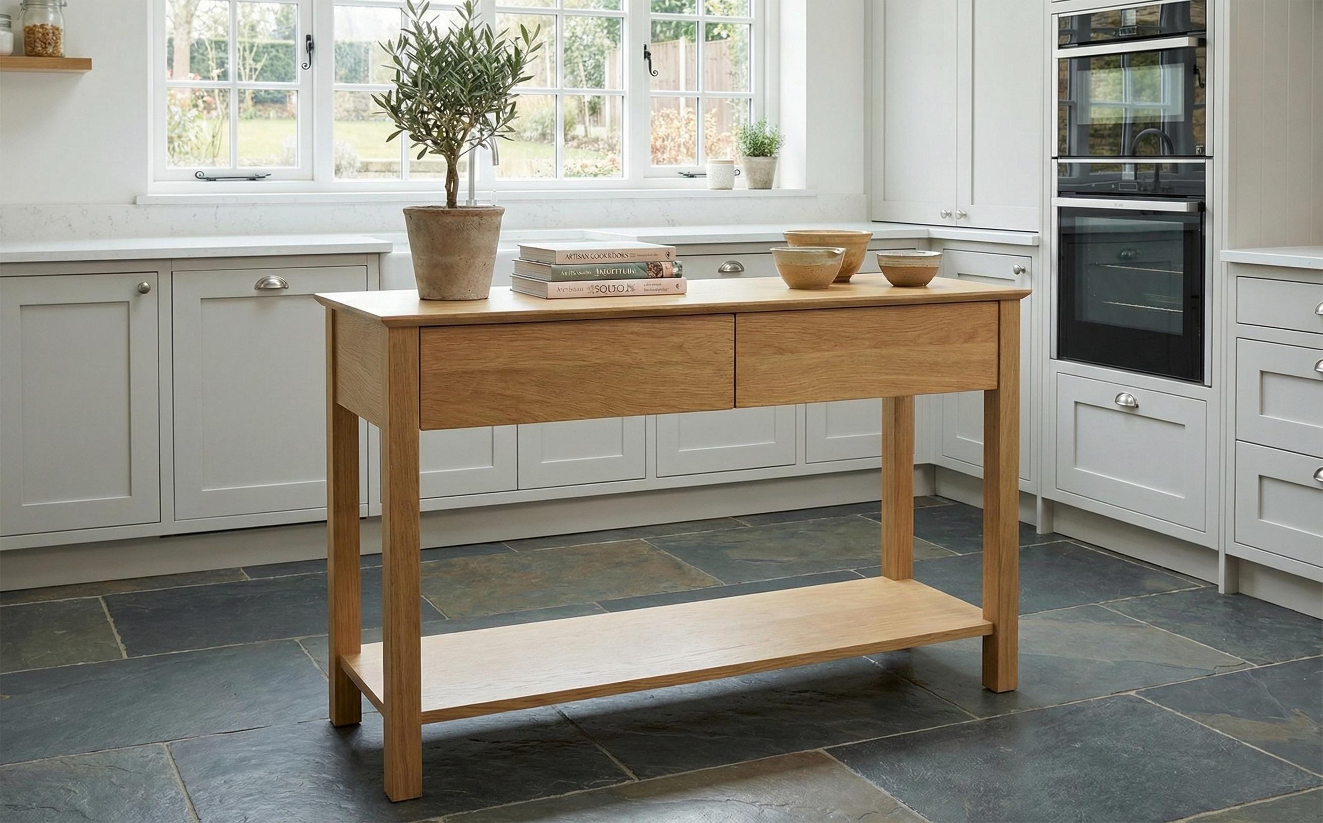Handmade Solid Oak Kitchen Island With Drawers, Modern Minimalist ...