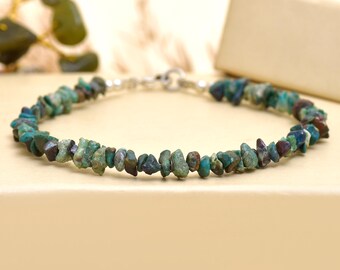 Natural Chrysocolla Chips Bracelet – Ocean Blue Healing Stone Gift