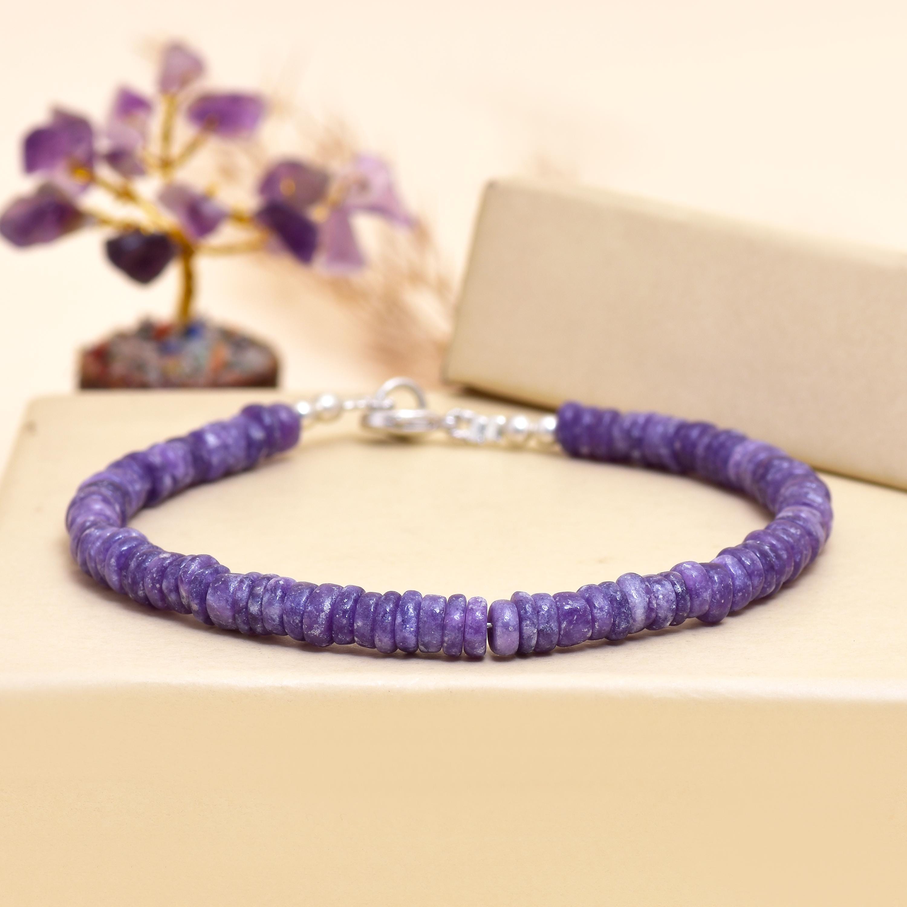 Bracciale Charoite Bracciale rigido in argento sterling 925 Bracciale regolabile
