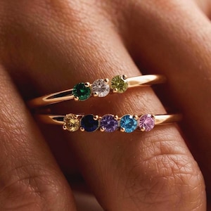Personlig sterlingsilverring med födelsesten • Familjens födelsestensring • Elegant guldring • Smycken med födelsesten • Smycken till mamma • Födelsedagspresent