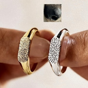 Dog Nose Print Ring •Custom Pet Ring • Fingerprint Signet Ring • Memorial Thumbprint Jewelry • Gift For Mom •Personalized Gift•Birthday Gift