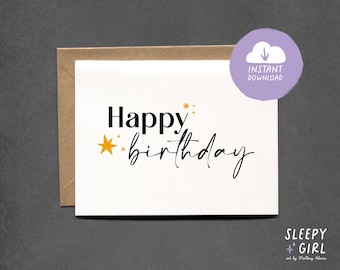 Carte de joyeux anniversaire imprimable, téléchargement instantané Birthday Sparkle, Happy Birthday Sparkle