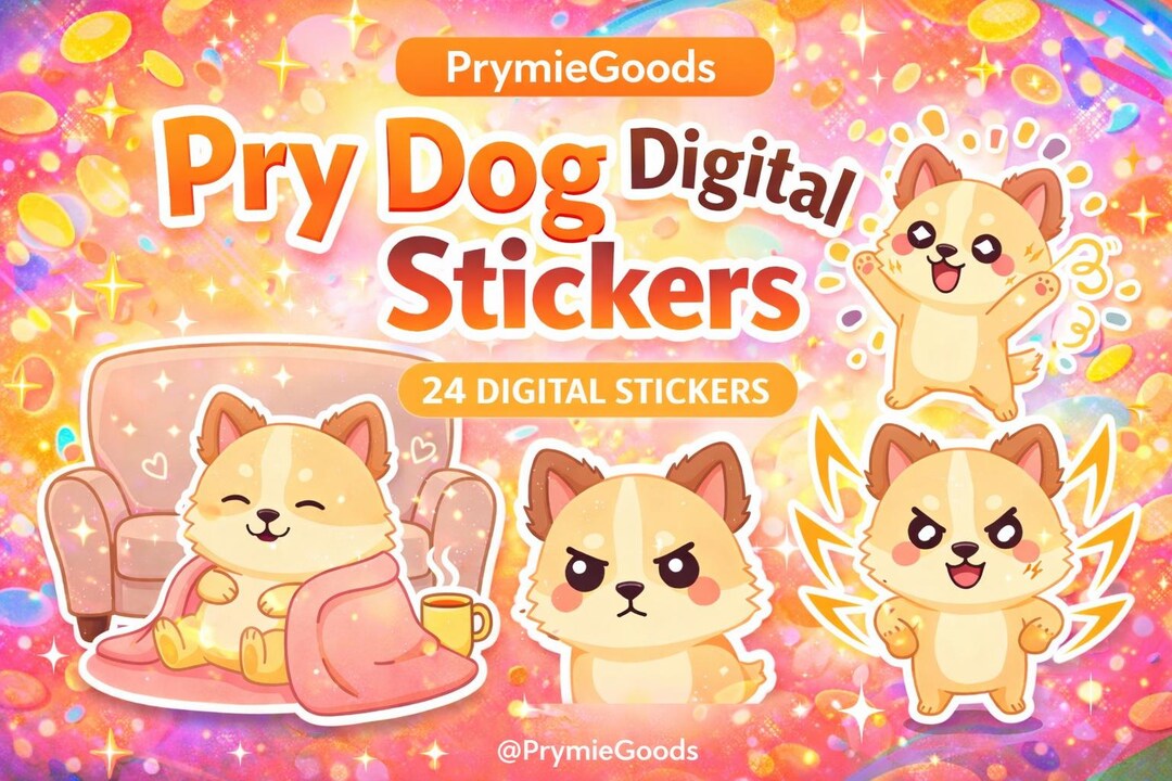 Pry Dog Digital Stickers | Kawaii Puppy Emotions PNG (digital Download ...