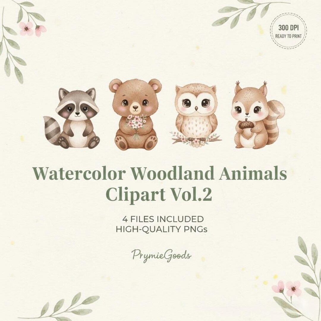 Watercolor Woodland Animals Clipart, Forest Friends PNG (commercial Use ...