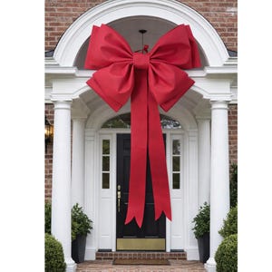 Red Giant Bow Door Decor, Large Red Bow for Front Door, Oversized Holiday Bow, Christmas Door Decoration, Outdoor Porch Bow, Statement Decor