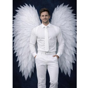 Alas de ángel para disfraz, alas blancas grandes, alas de arcángel, alas de ángel guardián, alas para cosplay, disfraz de fantasía. Accesorio para sesión de fotos.