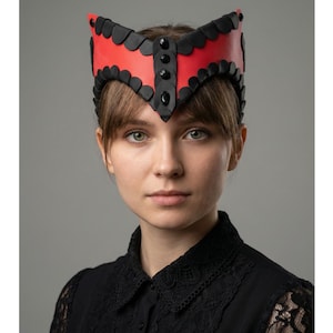 Red Black Devil Crown Headpiece, Demon Crown, Gothic Headband, Fantasy Costume Accessory, Cosplay Crown, Halloween Headpiece