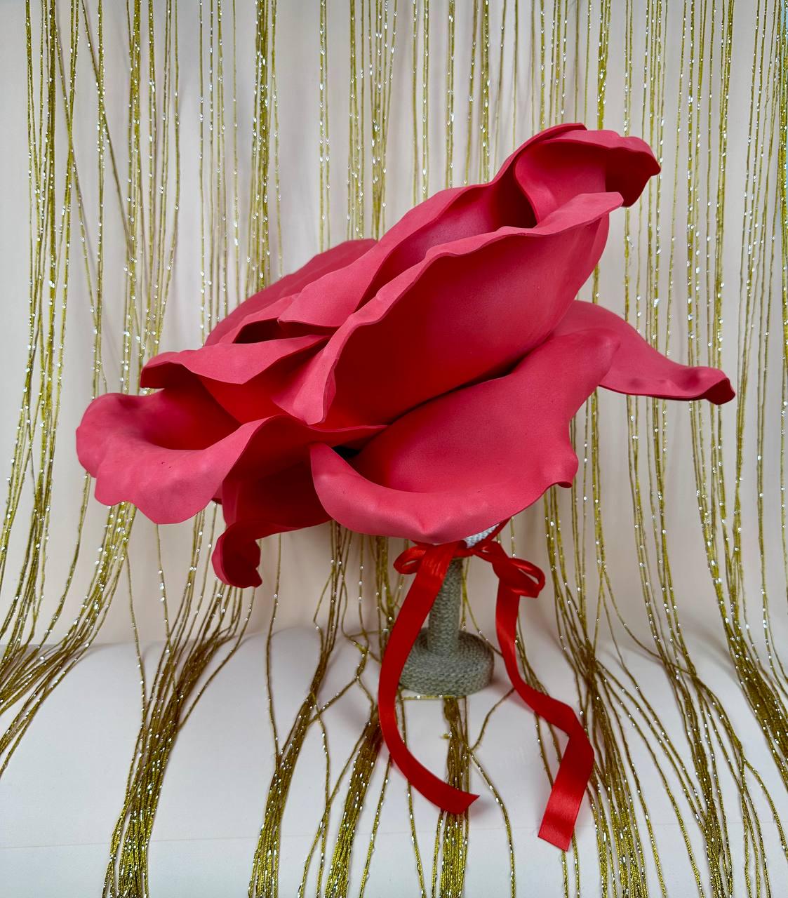 Red Rose Hat, Floral Statement Headpiece, Rose Flower Hat, Avant Garde ...