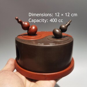 Yixing Tai Chi Qiankun Zisha Teapot, Yin Yang Dual Chamber Gourd Knob Gongfu Teapot