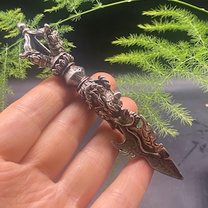 Tibetan Style Meteorite Iron Vajra (Puba / Subduing Demon Staff)Amulets Ritual Objects