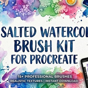 15 Salted Watercolor Brush kit for Procreate, Realistic Salt Texture Kit, Organic Texture pack, Natural Salt Brushes,Watercolor Salt Brushes