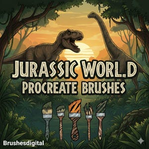 Juego de pinceles Jurassic World para Procreate, pinceles Jurásicos, juego de pinceles de la era Jurásica, pinceles definitivos, pinceles inspirados en Procreate, pinceles para Procreate