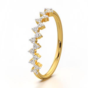 14-karatowa złota obrączka ślubna z wygiętym diamentem – minimalistyczny pierścionek zygzakowaty – delikatny prezent rocznicowy dla niej