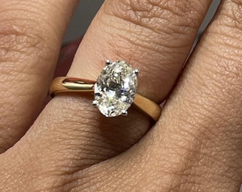 1.5 CT Oval Diamantring, Solitär Verlobungsring, Minimal Goldring, IGI Zertifizierter Labor Diamantring, Klassischer Vorschlag Ring, Geschenk für Sie