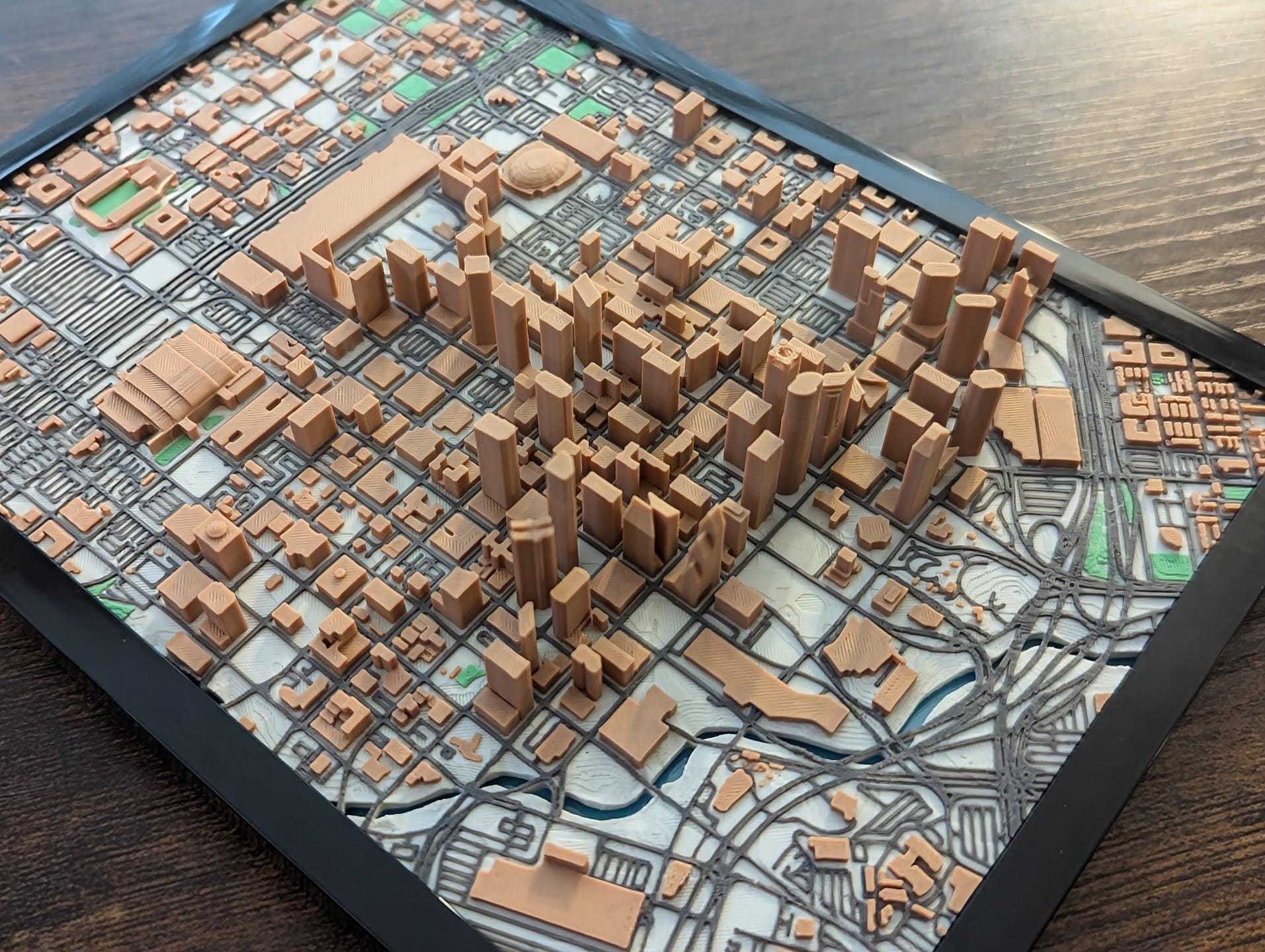 City Map Frame Houston, Texas 3D Miniature City Map | Framed Urban Model - Etsy